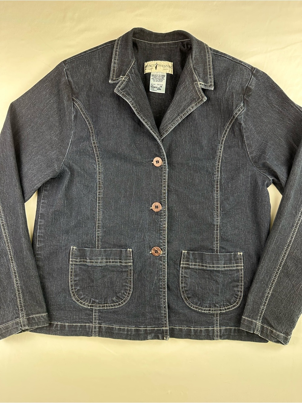 Vintage FDJ French Dressing Denim Blazer Jacket Coat 90s Y2K Shacket Sz 10 Retro